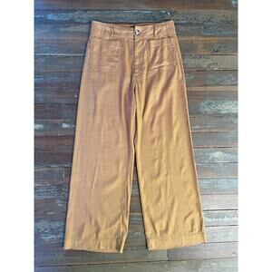 Anthropologie Maeve Colette Pants 30T Camel Linen Blend Wide Leg